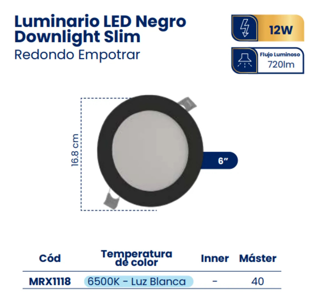 Luminario Downligt Silm Empotrar 12w Redondo Luz Blanca - Imagen 2