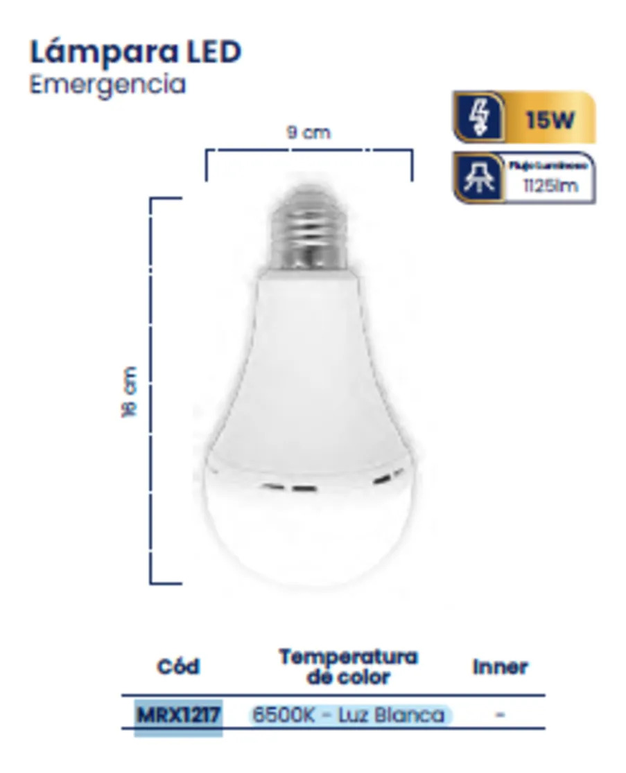 Lámpara Led Emergencia 15w Luz Blanca - Imagen 3