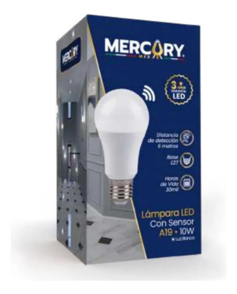 Bombilla Led Con Sensor A19 10w Luz Blanco Frio