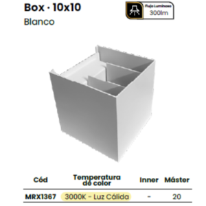LUMINARIO LED APLIQUE ORNAMENTAL BOX10X10 6W BLANCO/3000K (copia)
