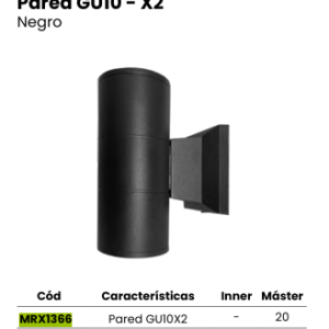 LUMINARIO LED ARBOTANTE GU10 X2 CILINDRO NEGRO