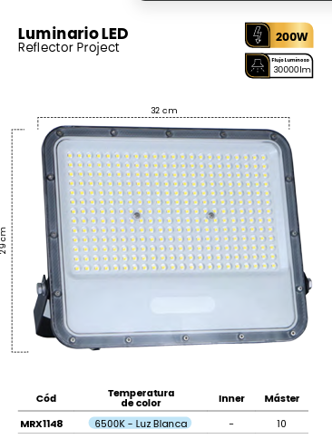 LUMINARIO LED REFLECTOR PROMAX PROJECT 200W 6500K