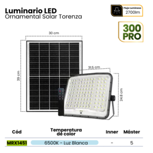 REFLECTOR LED SOLAR CURVE TORENZA 300PRO IP65 HIGH LUMEN CHIP 6500K C/CONTROL