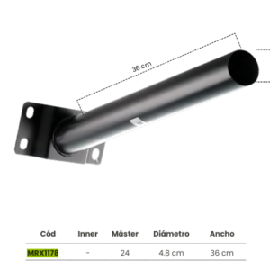MRX1178 BRAZO 36CM X Ø48MM PARA LUMINARIA LED SOLAR EXTERIOR