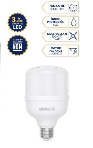 LÁMPARA LED ALTA POTENCIA 20W E27 6500K