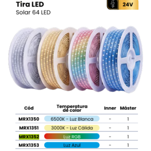 TIRA LED 24V/SOLAR RGB 64LED*METRO ROLLO*50METROS