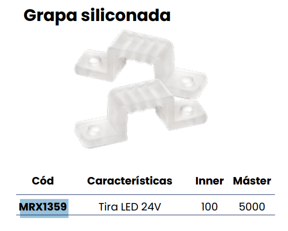 GRAPA SILICONADA TIRA LED 24V