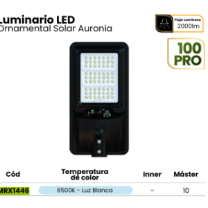 LUMINARIA SOLAR LED ALL IN ONE AURONIA 100PRO 6500K HIGH LUMEN IP65