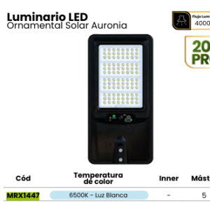 LUMINARIA SOLAR LED ALL IN ONE AURONIA 100PRO 6500K HIGH LUMEN IP65