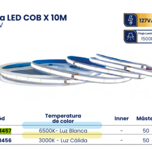 TIRA LED COB IP20 240LeD/M 120VAC 6500K 10M/ROLLO