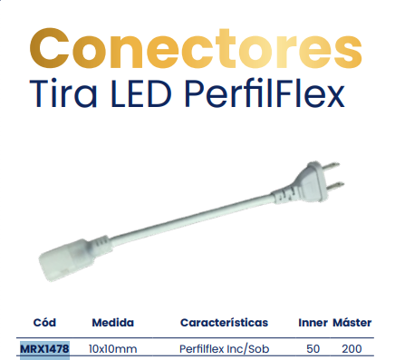 Conector para Tira LED Perfilflex 10x10 mm