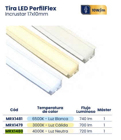 Tira LED PerfilFlex Incrustar 17x10mm