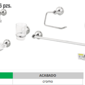 Juego De Accesorios Para Baño 6 Piezas Metálico Cromo