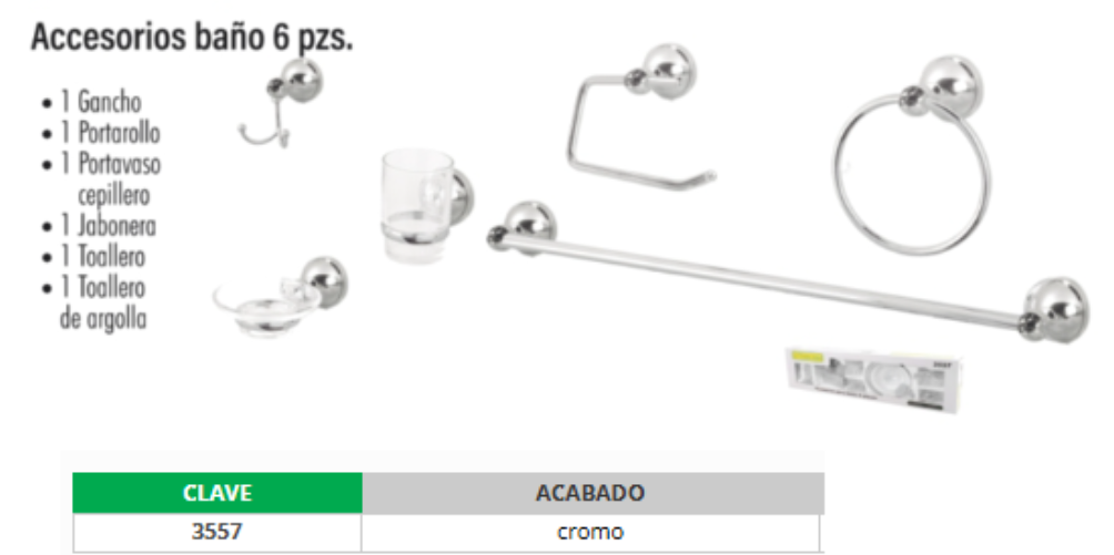 Juego De Accesorios Para Baño 6 Piezas Metálico Cromo