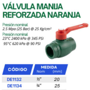 Válvula De Esfera Bola Con Maneral 3/4 Pulgada PPR Termofusión