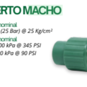 Conector / Inserto Macho 3/4 Pulgada PPR Termofusión