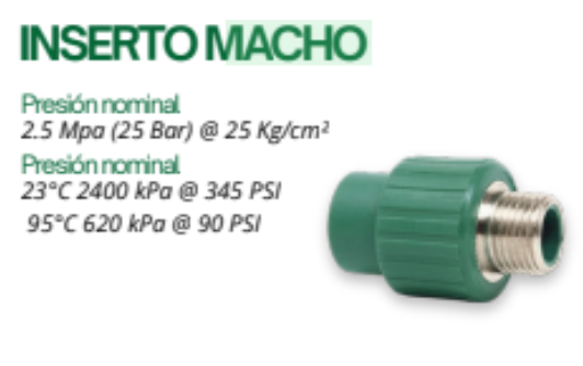 Conector / Inserto Macho 3/4 Pulgada PPR Termofusión