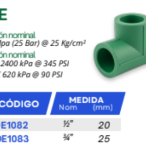 Tee De 3/4 Pulgada Conexión Para Agua PPR