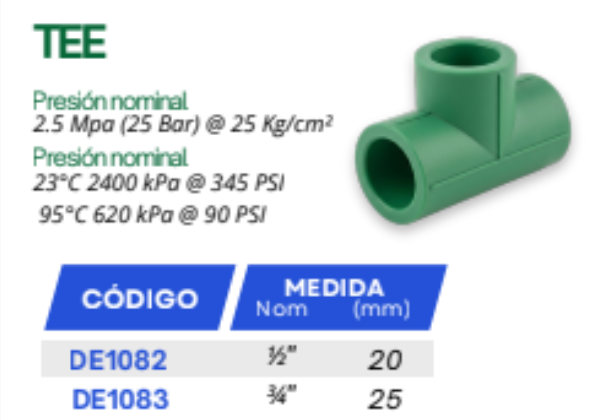 Tee De 3/4 Pulgada Conexión Para Agua PPR